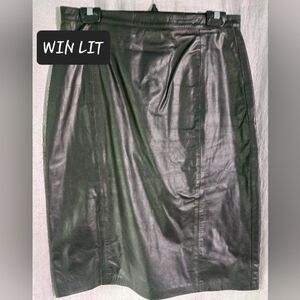 WINLET Genuine leather midi skirt womens size 12 or a large